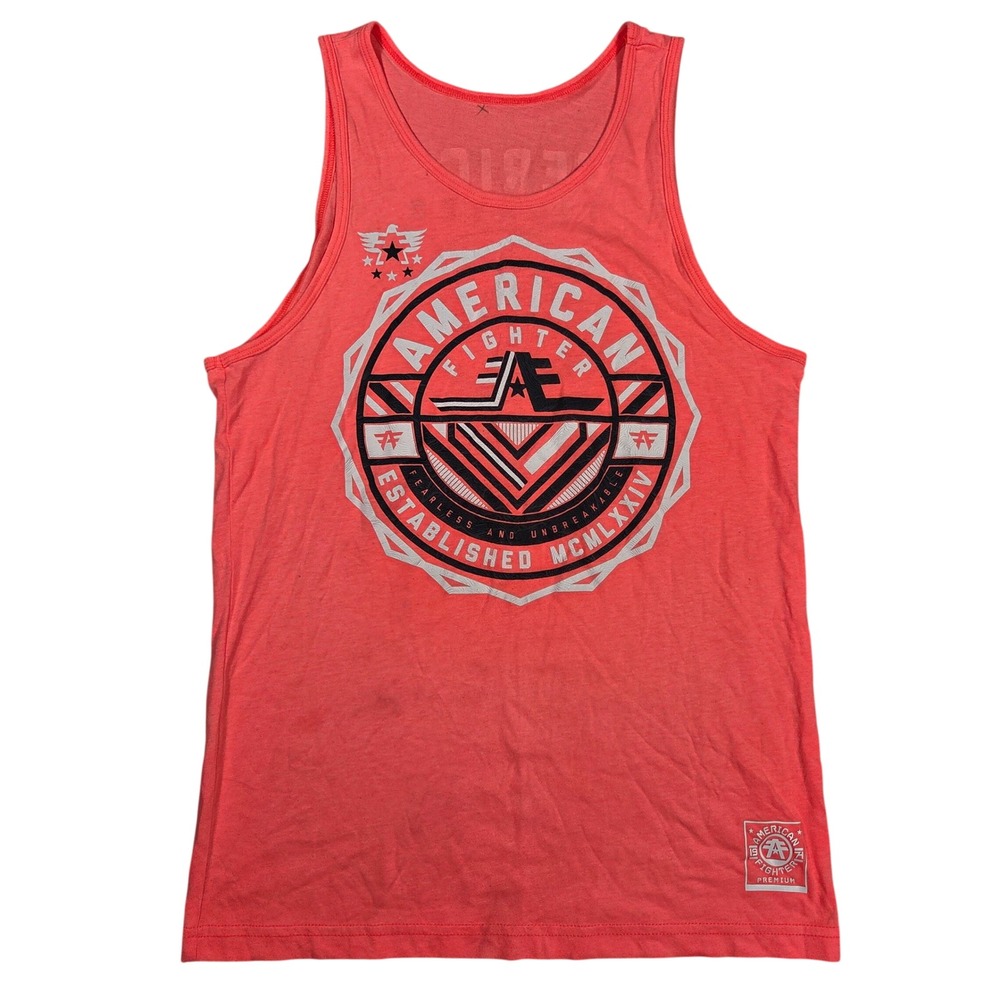 American Fighter Training Division Graphic Tank Top Coral Pink Mens Medium